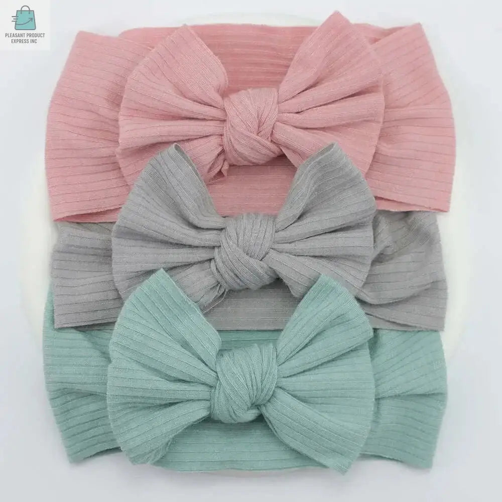 3Pcs/Lot Knit Baby Headband Bow Newborn Elastic Soft NylonPleasant Product