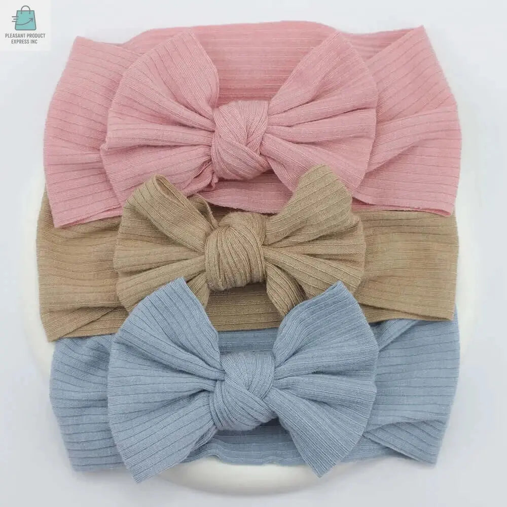 3Pcs/Lot Knit Baby Headband Bow Newborn Elastic Soft NylonPleasant Product