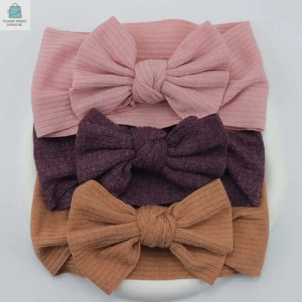 3Pcs/Lot Knit Baby Headband Bow Newborn Elastic Soft NylonPleasant Product