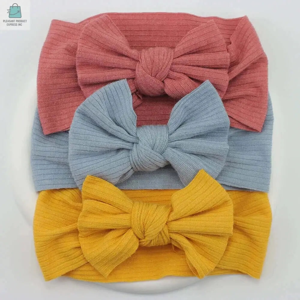 3Pcs/Lot Knit Baby Headband Bow Newborn Elastic Soft NylonPleasant Product