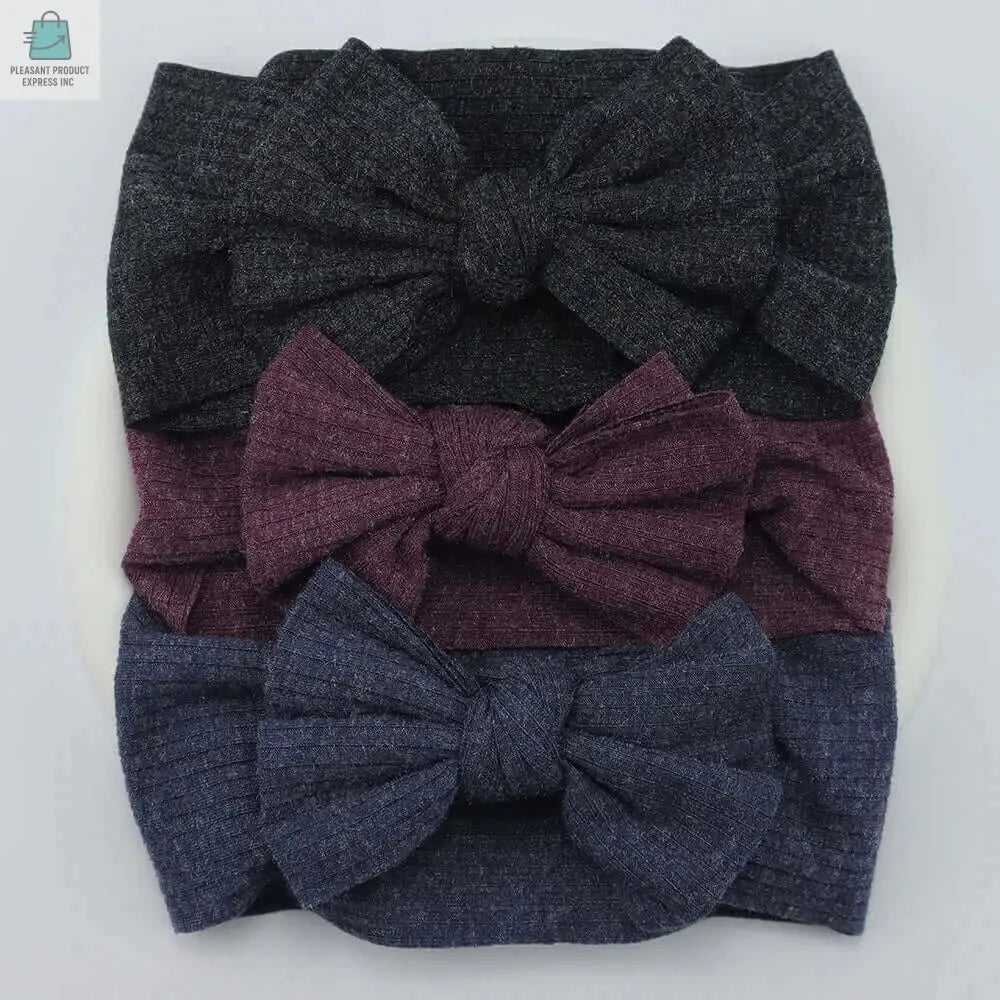 3Pcs/Lot Knit Baby Headband Bow Newborn Elastic Soft NylonPleasant Product