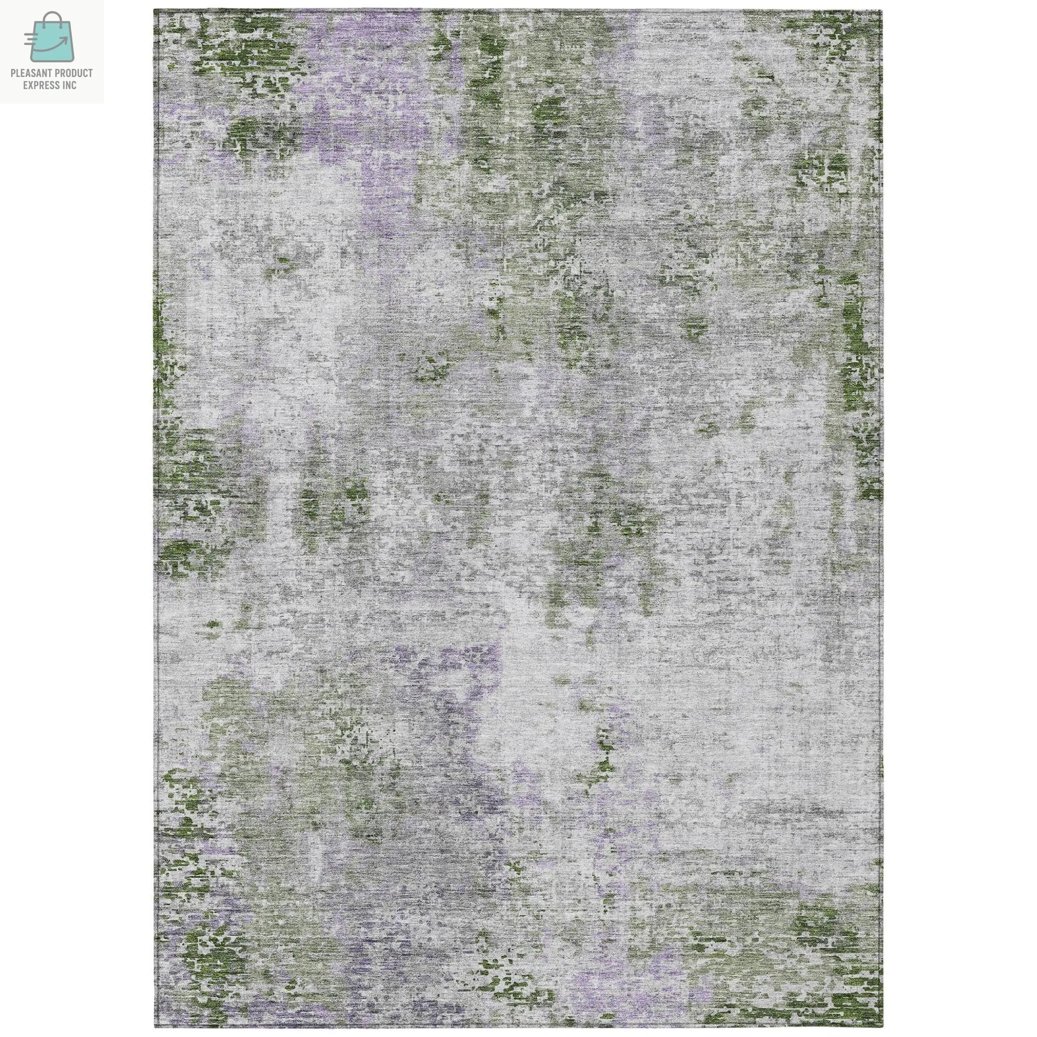 3' X 5' Olive Green And Gray Abstract Washable Indoor Outdoor Area Rug-1