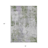 3' X 5' Olive Green And Gray Abstract Washable Indoor Outdoor Area Rug-2