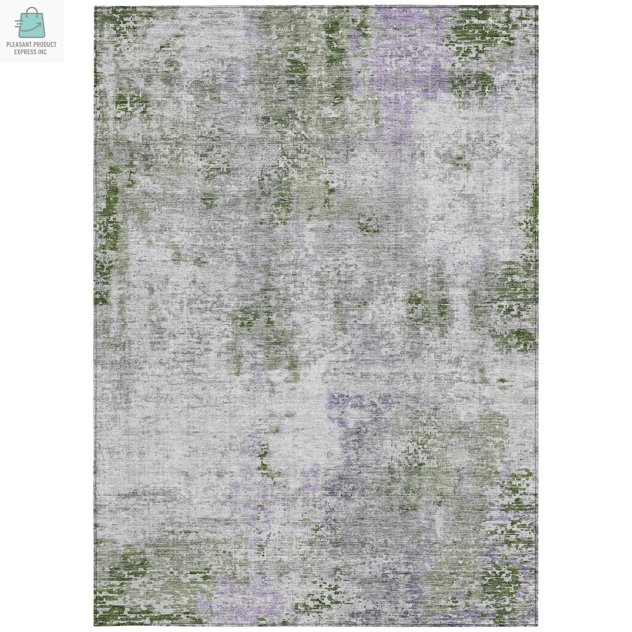 3' X 5' Olive Green And Gray Abstract Washable Indoor Outdoor Area Rug-6