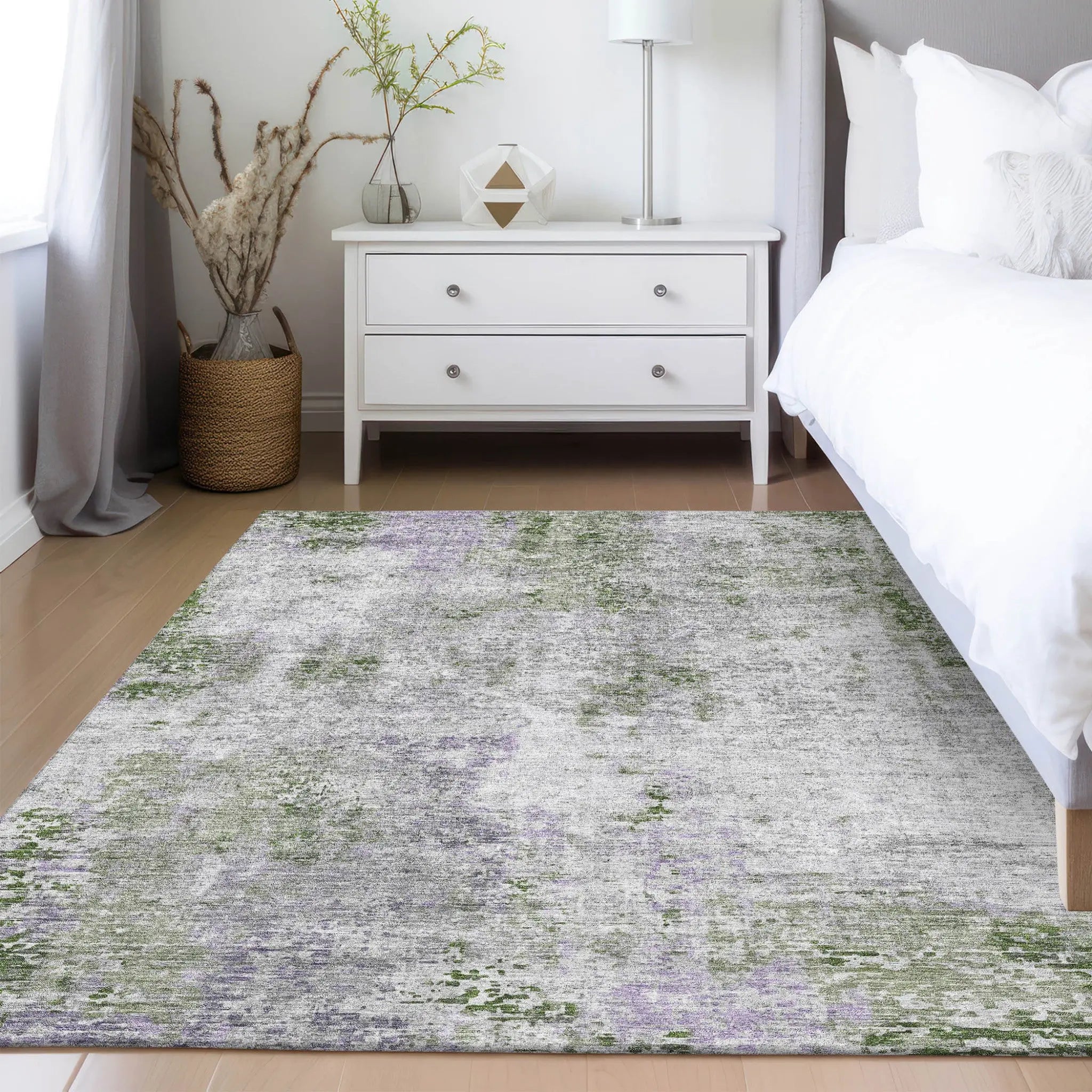 3' X 5' Olive Green And Gray Abstract Washable Indoor Outdoor Area Rug-8