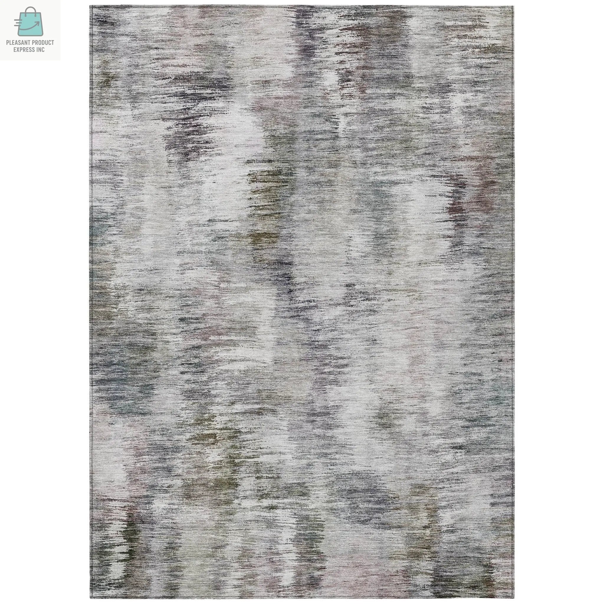 3' X 5' Taupe Gray And Silver Abstract Washable Indoor Outdoor Area Rug-1