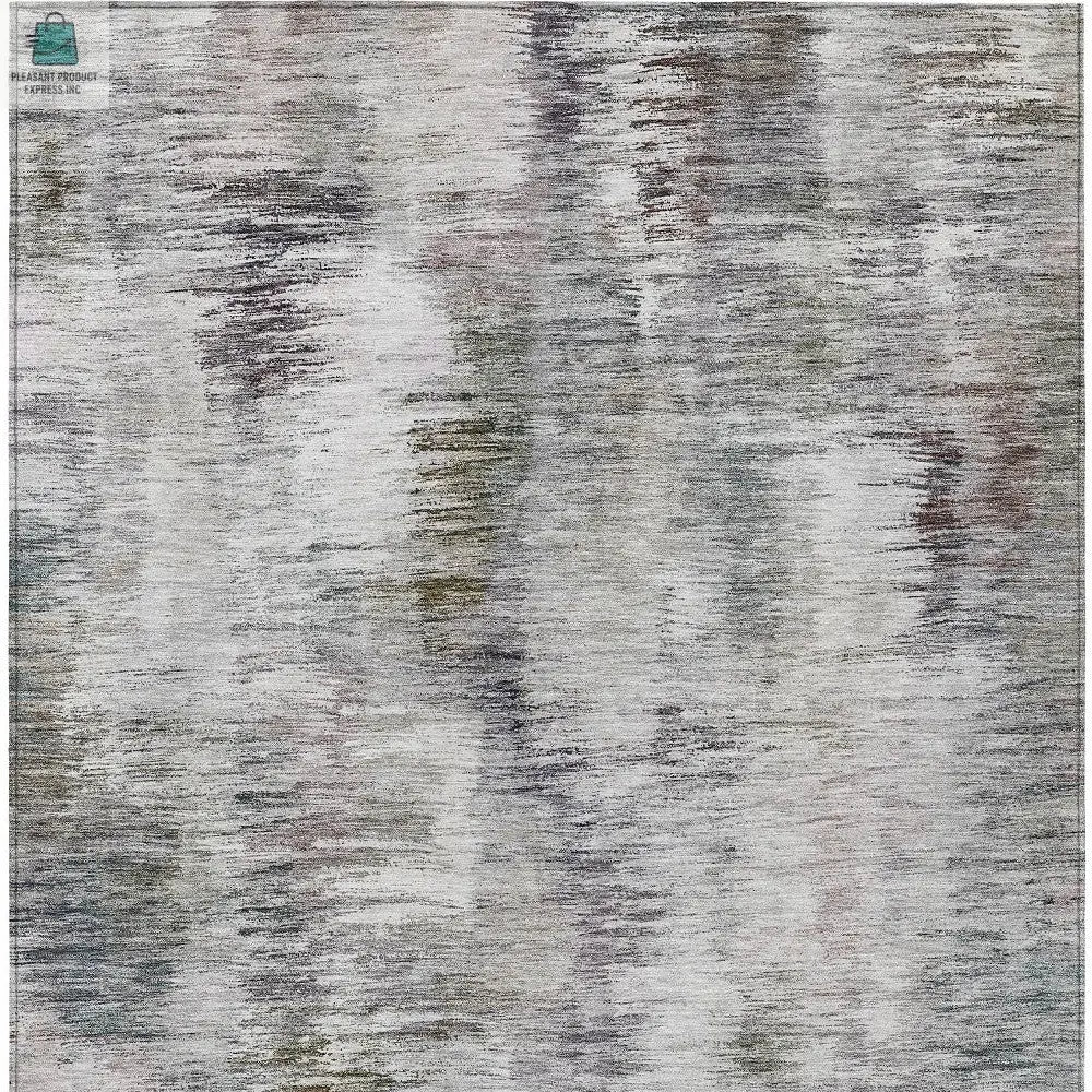 3' X 5' Taupe Gray And Silver Abstract Washable Indoor Outdoor Area Rug-6
