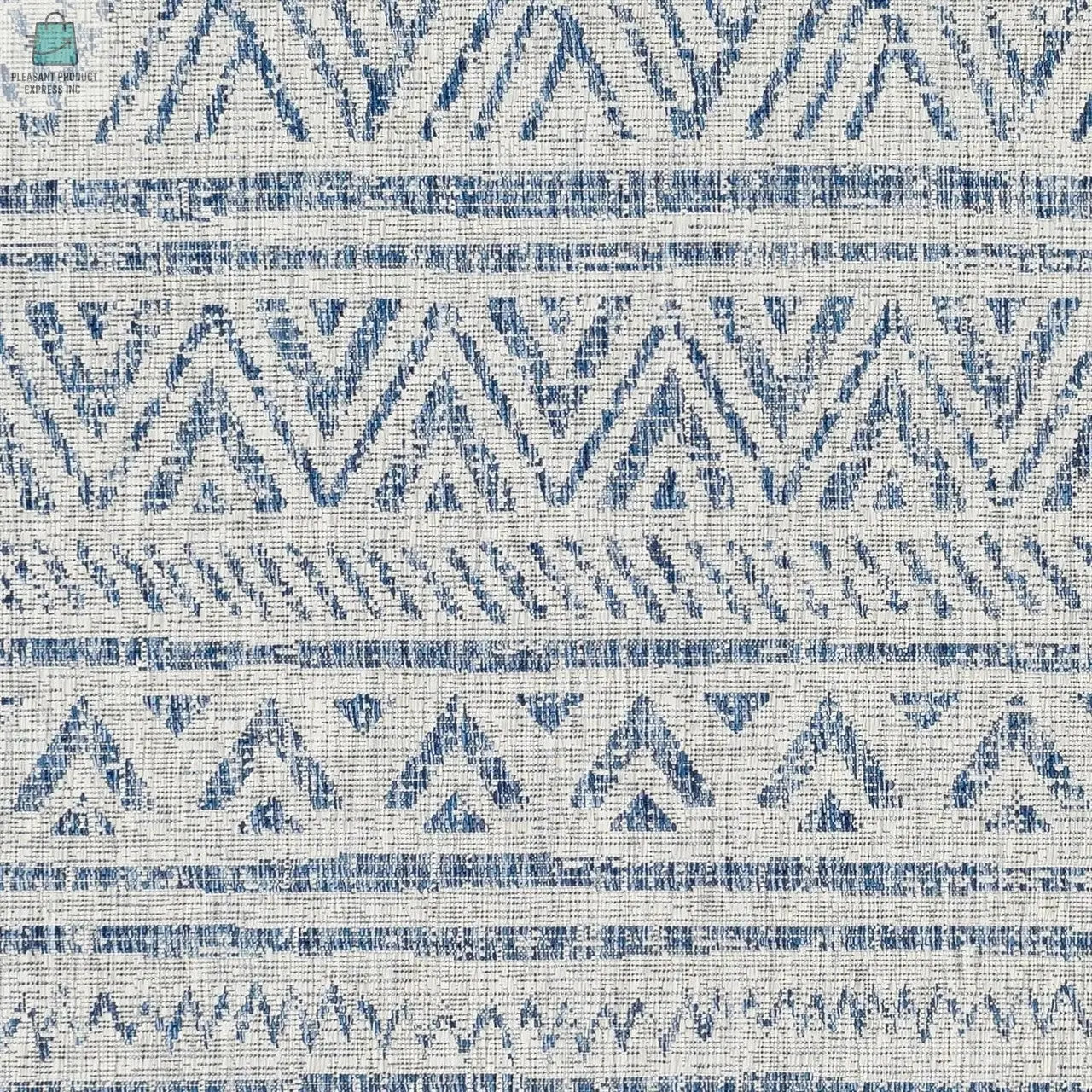 4 ft. x 6 ft. Blue Grey Chevron Coastal Boho Style Indoor Outdoor Area Rug-1