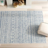 4 ft. x 6 ft. Blue Grey Chevron Coastal Boho Style Indoor Outdoor Area Rug-2