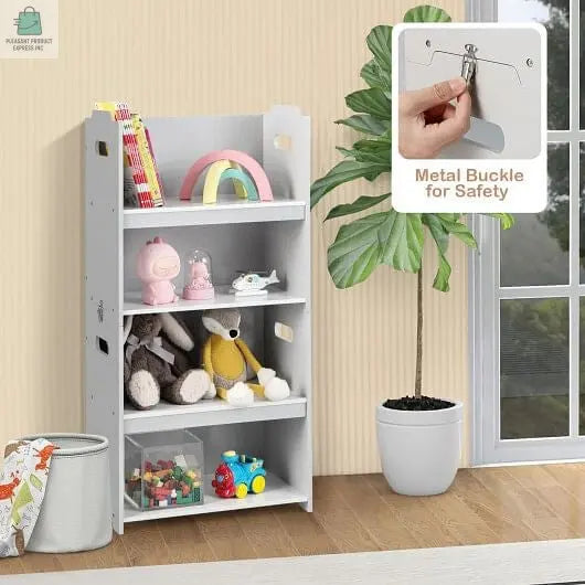 4-in-1 Kids Table and Chairs with Multiple Storage for Learning-Gray-1