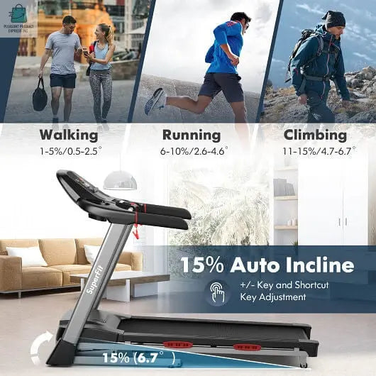 4.75 HP Folding Treadmill with Auto Incline and 20 Preset Programs-Black-3