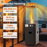 40000 BTU Patio Heater Outdoor Propane Gas Heater with Cover and Wheels-Black-2