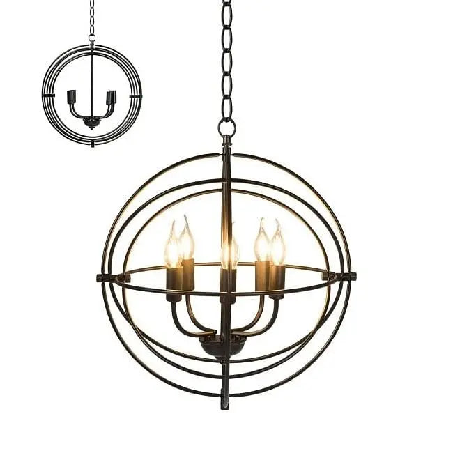 5 Light Brass Rustic Industrial Rotating Metal Chandelier-1