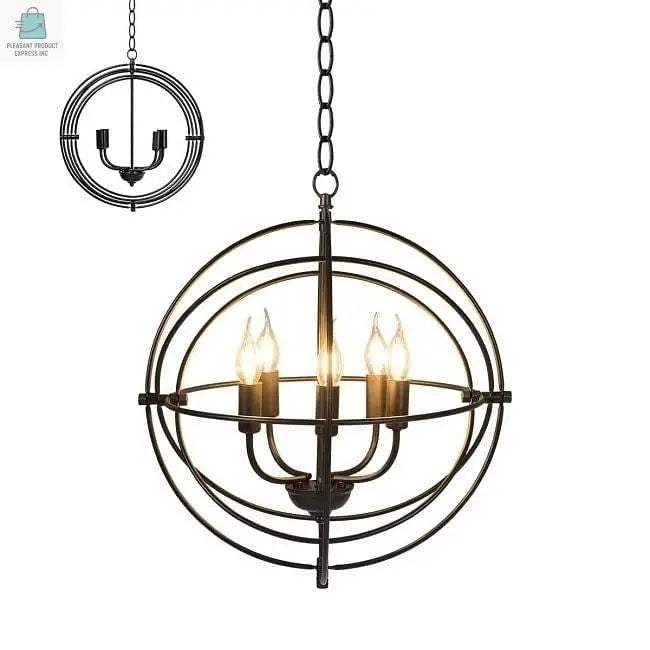 5 Light Brass Rustic Industrial Rotating Metal Chandelier-1