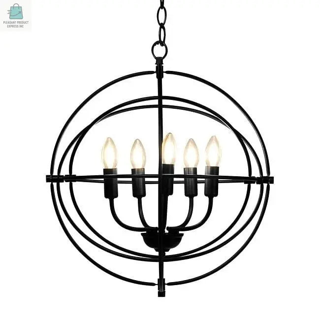 5 Light Brass Rustic Industrial Rotating Metal Chandelier-2
