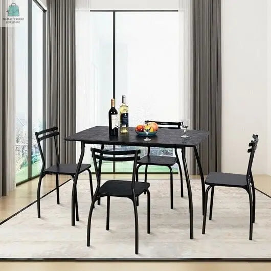 5 Pieces Dining Table Set with 4 Chairs and Backrests-0