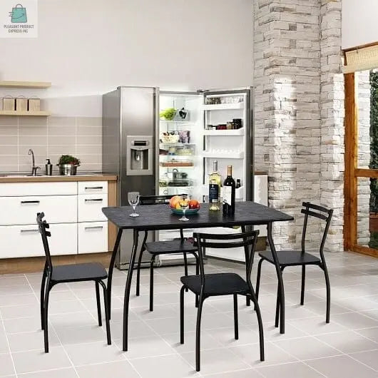 5 Pieces Dining Table Set with 4 Chairs and Backrests-1