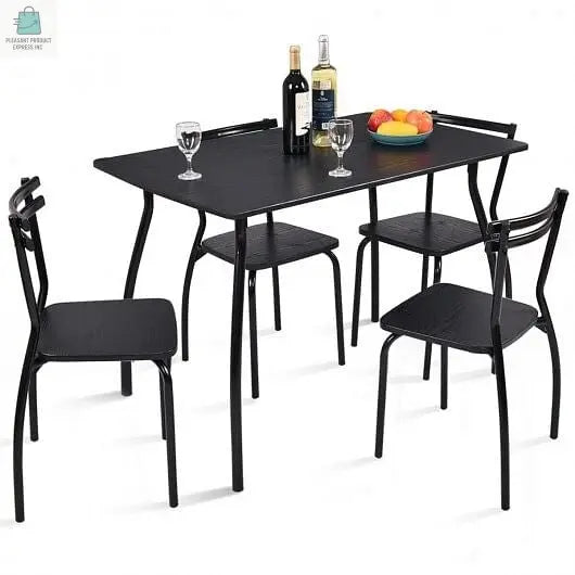 5 Pieces Dining Table Set with 4 Chairs and Backrests-2