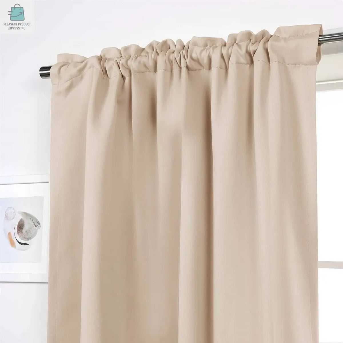 52 x 108 inch Solid Beige Cream Thermal Blackout Curtain Panels - Set of 2-0