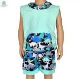 AL Limited Boys Dinosaur Hoodie Kangaroo Pocket Short Set Outfit-1