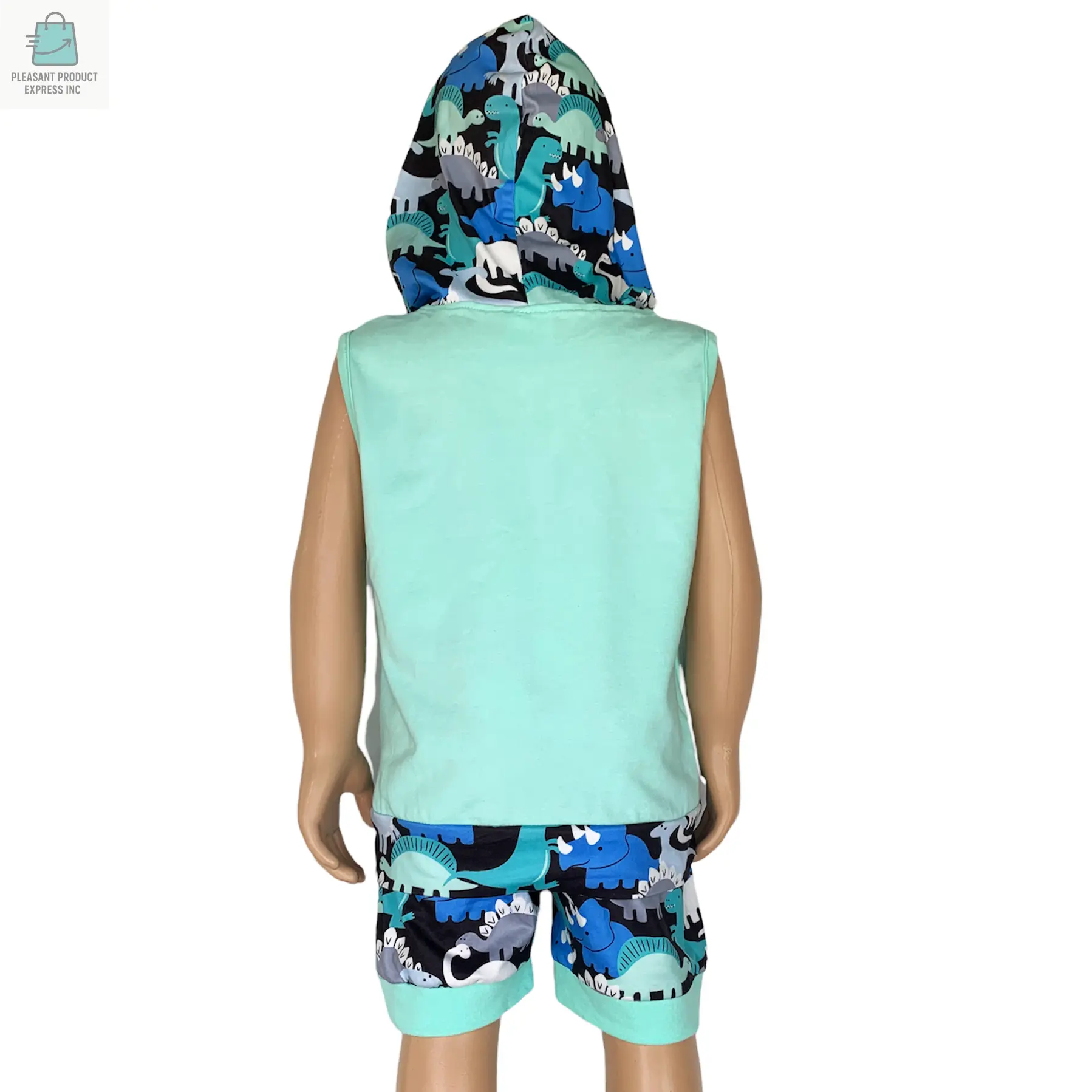 AL Limited Boys Dinosaur Hoodie Kangaroo Pocket Short Set Outfit-3