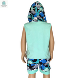 AL Limited Boys Dinosaur Hoodie Kangaroo Pocket Short Set Outfit-3