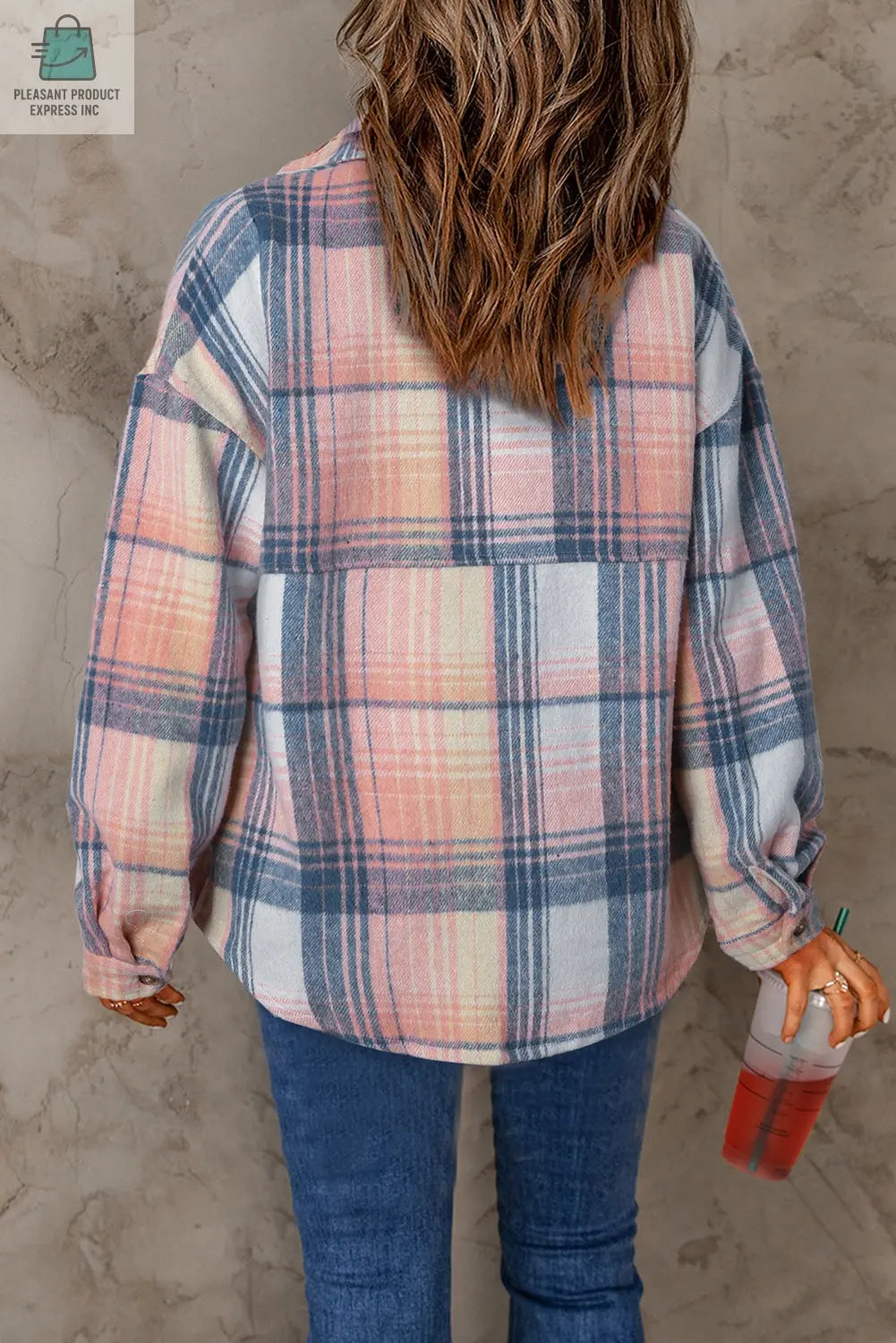 Addison Plaid Flap Pockets Shacket-1