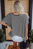 Alia Stripe Batwing Sleeve Crewneck Oversized Top-1