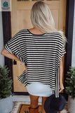 Alia Stripe Batwing Sleeve Crewneck Oversized Top-1