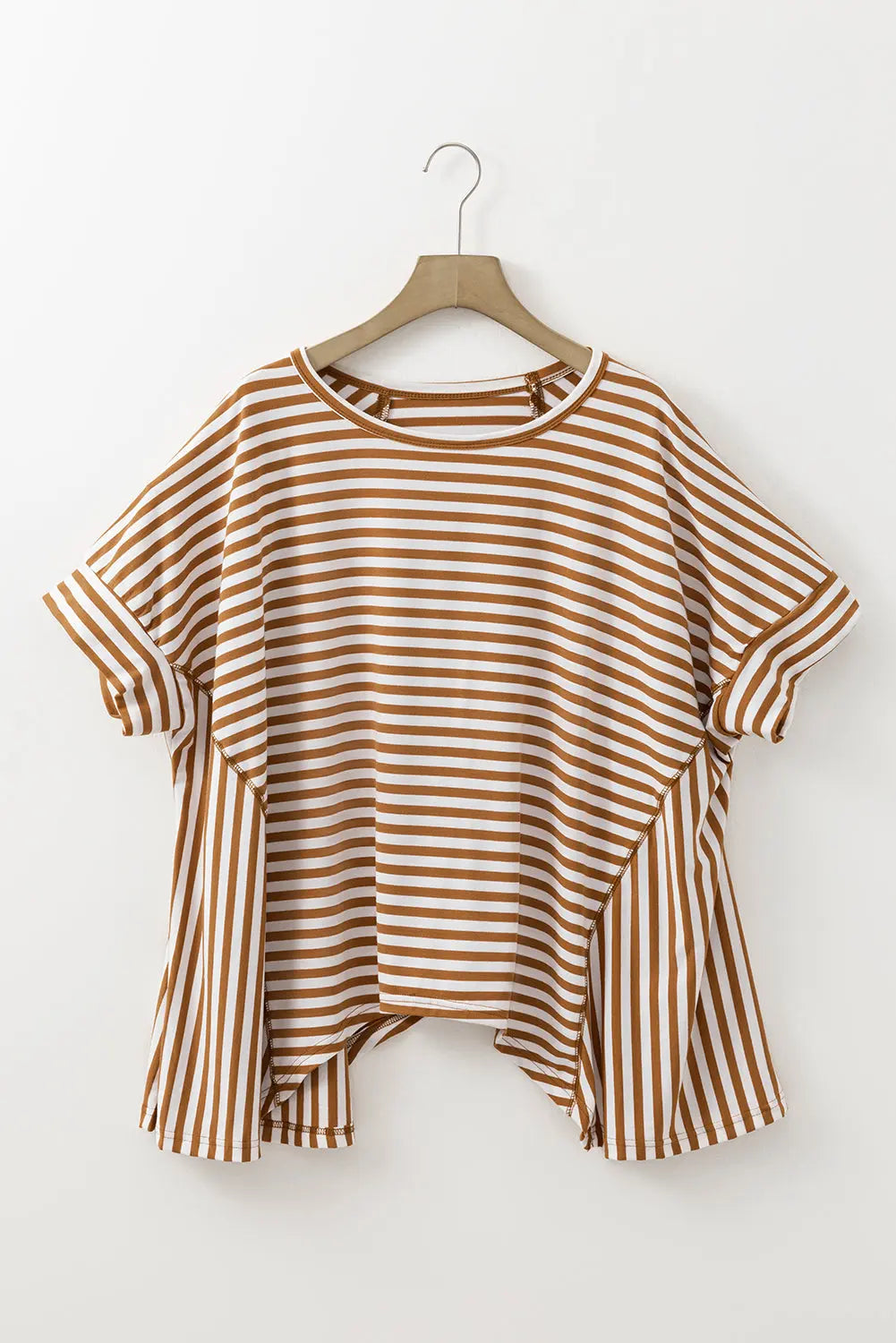 Alia Stripe Batwing Sleeve Crewneck Oversized Top-5