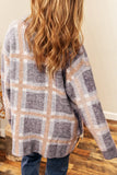 Ana Fuzzy Plaid Collared Button Up Cardigan-1