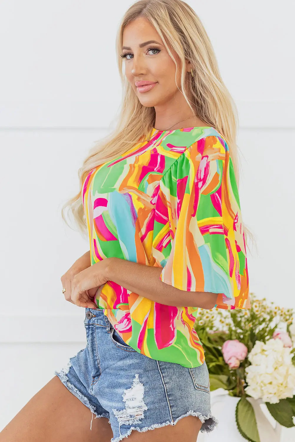 Angel Abstract Half Sleeve Blouse-2