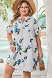 Angela Plus Size Floral V Neck Dress-0