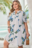 Angela Plus Size Floral V Neck Dress-3