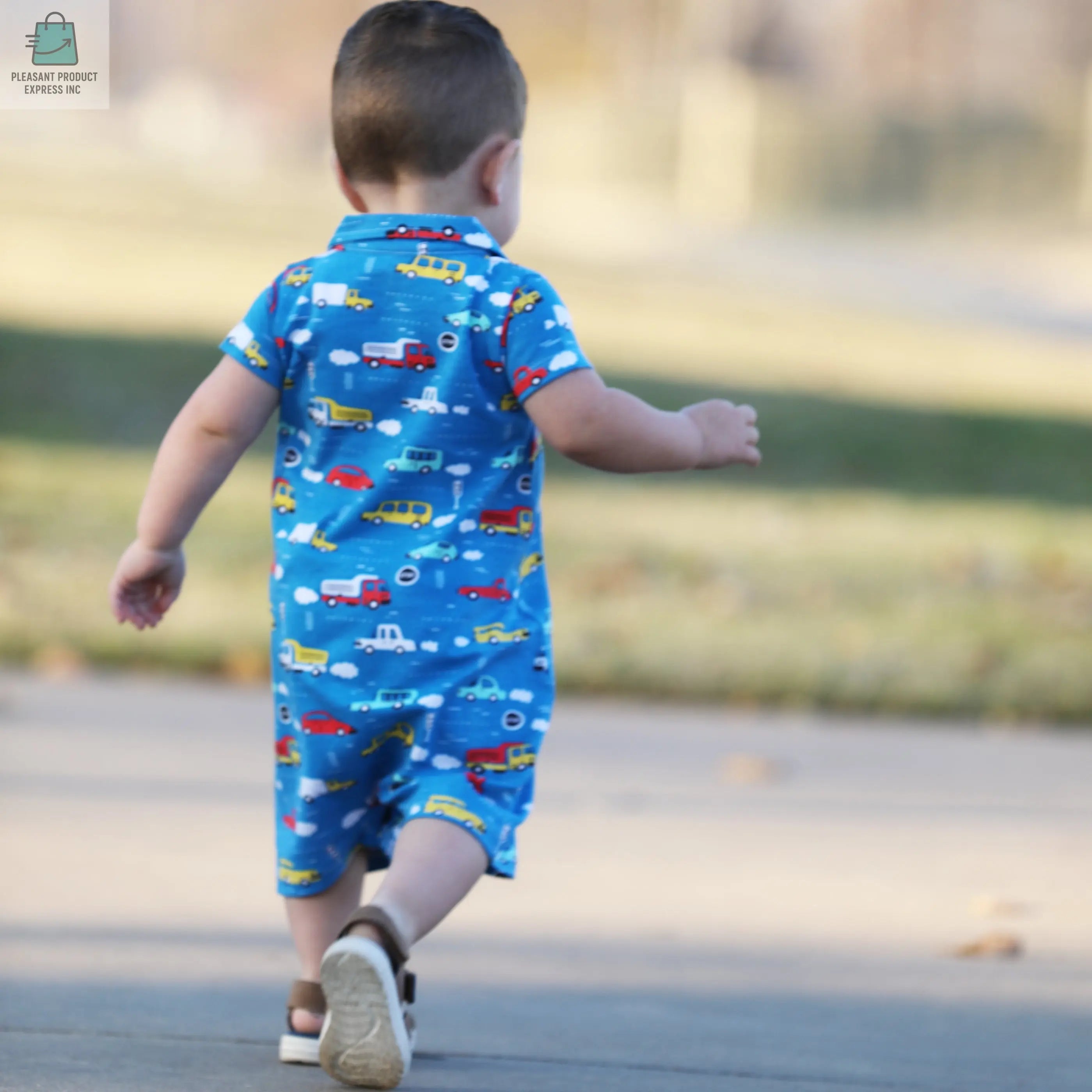 AnnLoren Automobile Cars Trucks Spring Collar Baby Boys Romper Toddler Jumpsuit-4