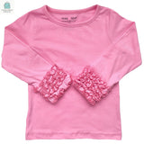 AnnLoren Baby Big Girls Boutique Long Sleeve Dark Pink Ruffle Layering T-shirt-0