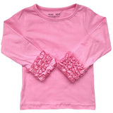 AnnLoren Baby Big Girls long sleeve dark pink ruffle t-shirt for layering and style