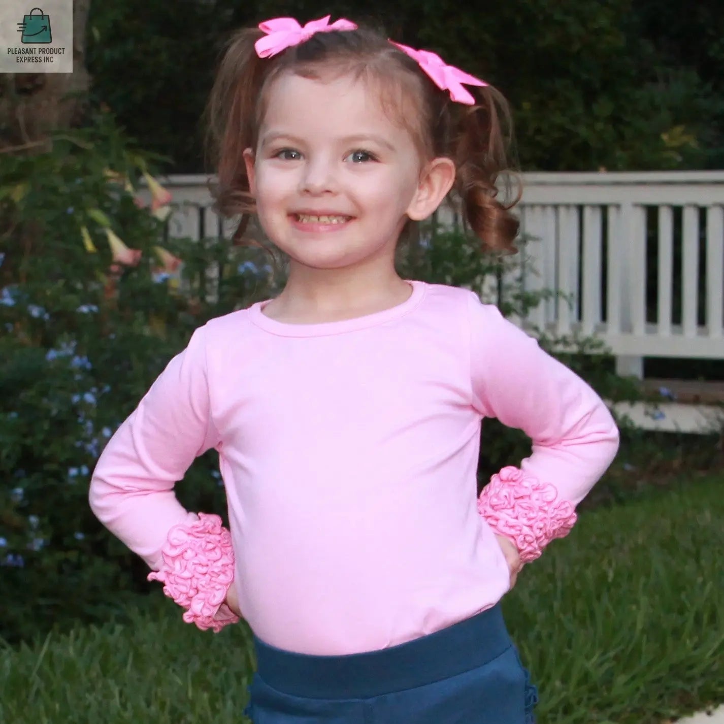 AnnLoren Baby Big Girls Boutique Long Sleeve Dark Pink Ruffle Layering T-shirt-2