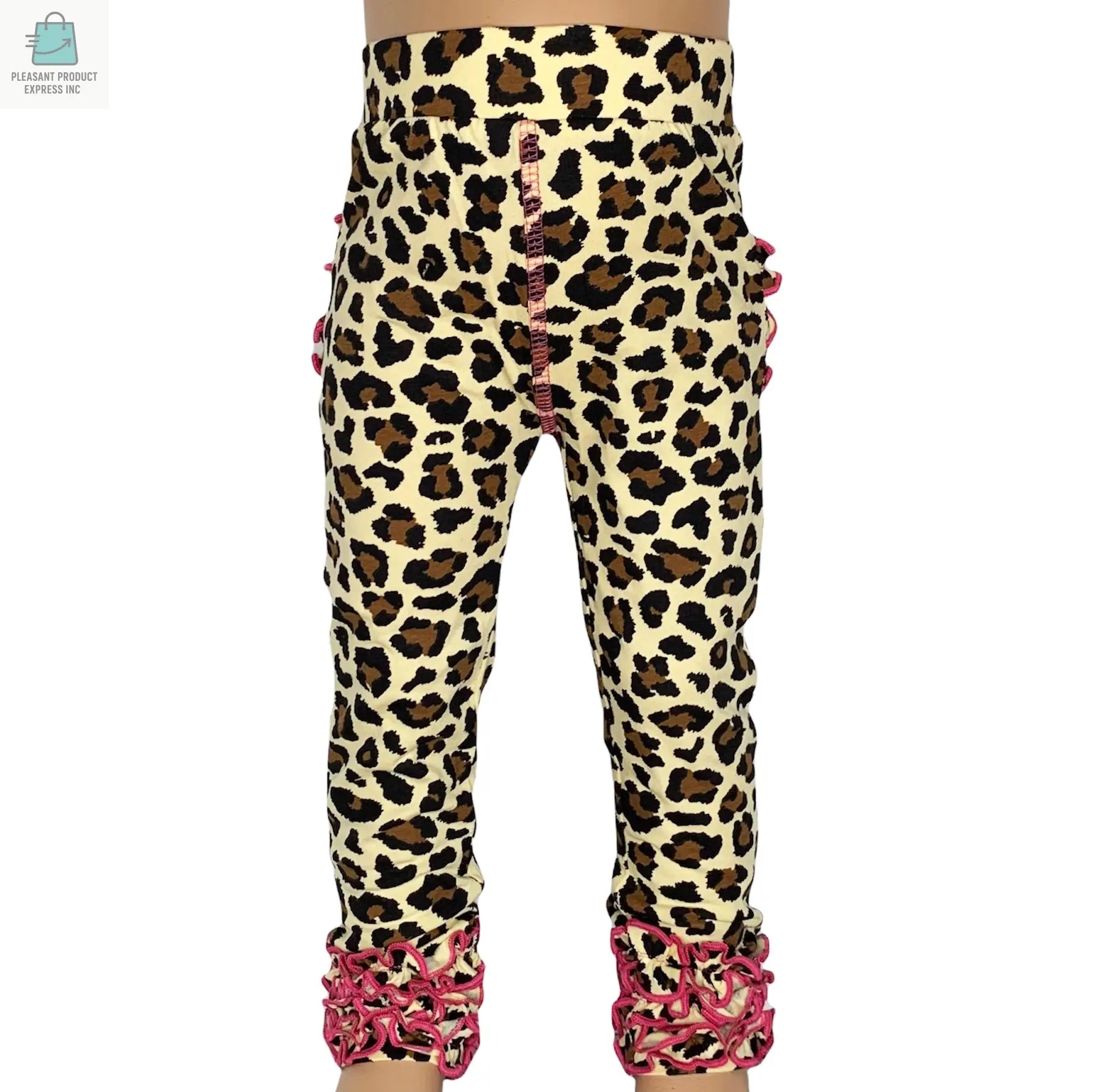 AnnLoren Baby Toddler Big Girls Boutique Leopard Ruffle Butt Leggings-3