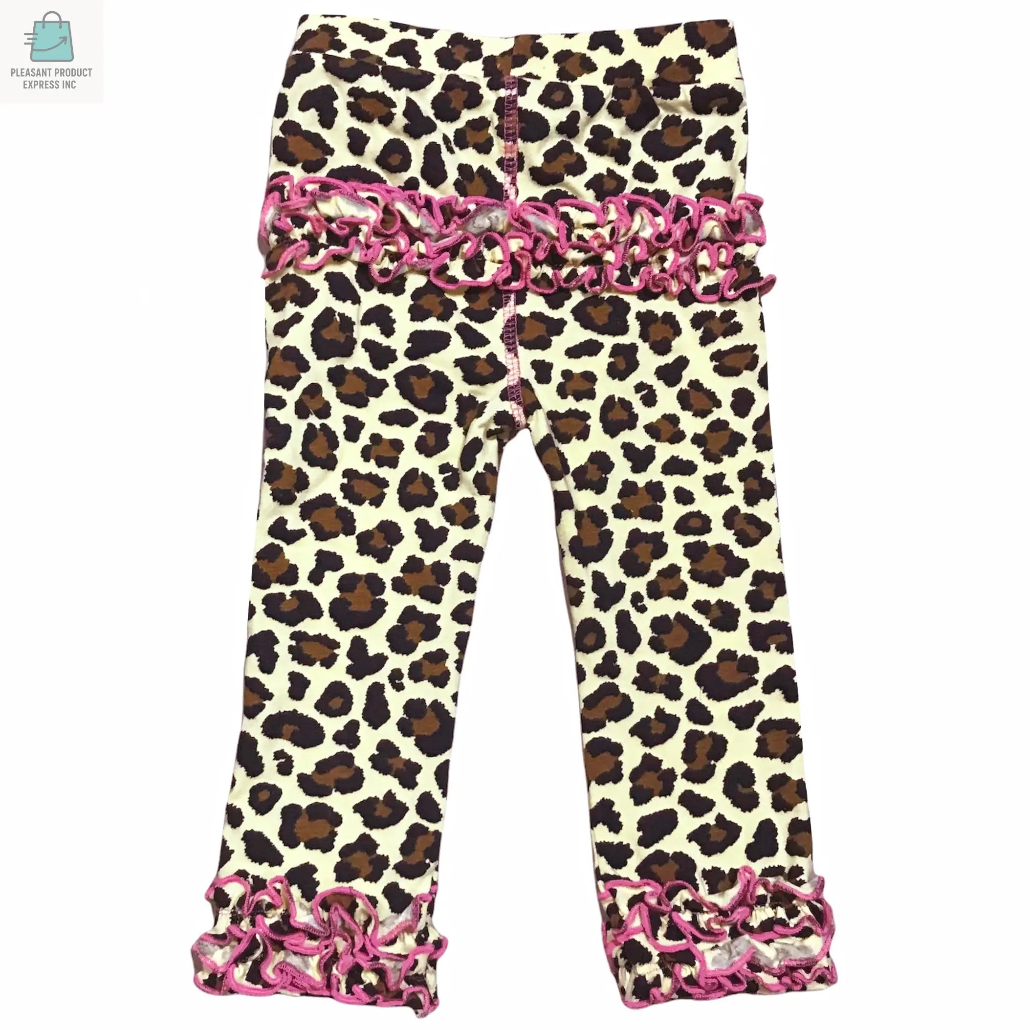 AnnLoren Baby Toddler Big Girls Boutique Leopard Ruffle Butt Leggings-4