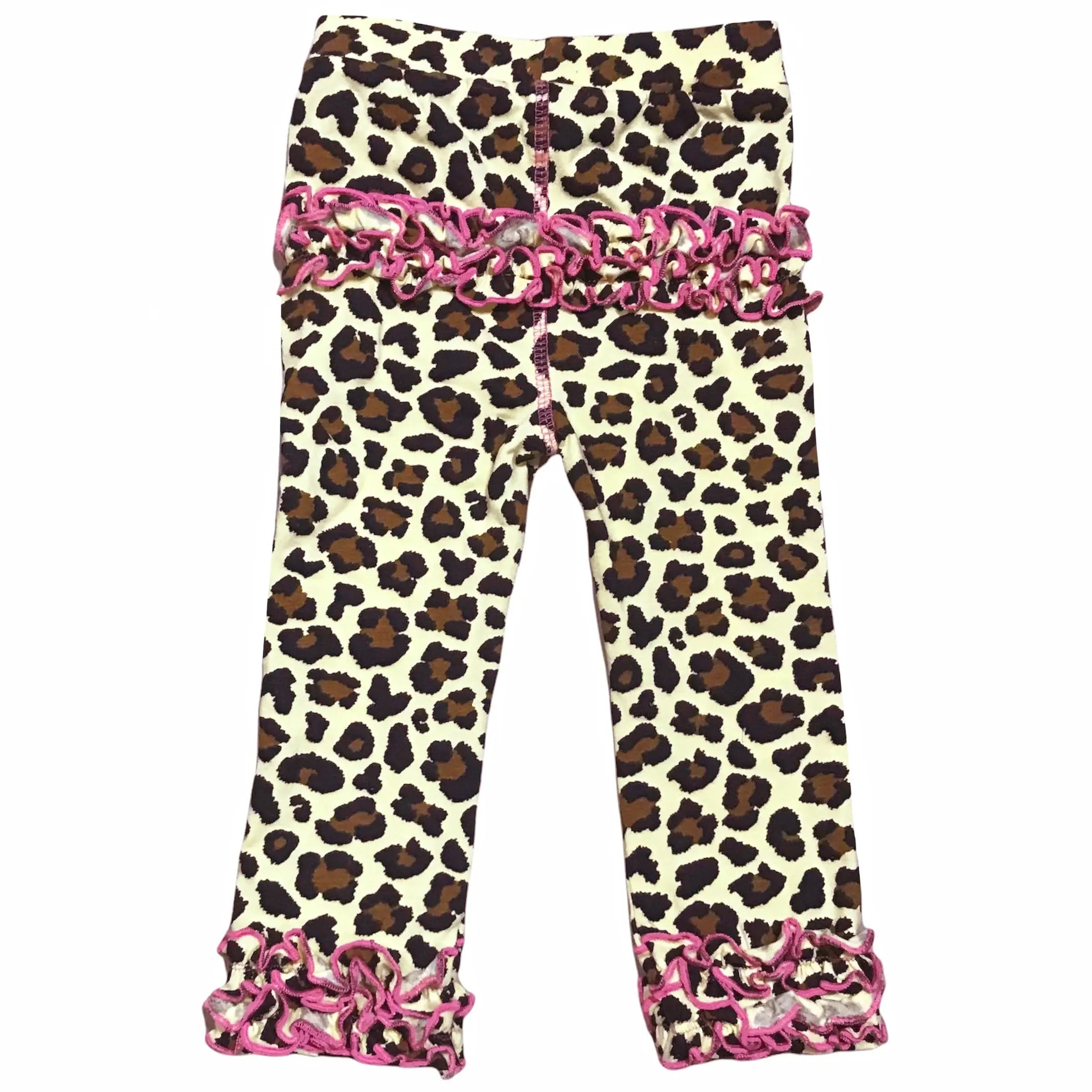 AnnLoren Baby Toddler Big Girls Boutique Leopard Ruffle Butt Leggings-4