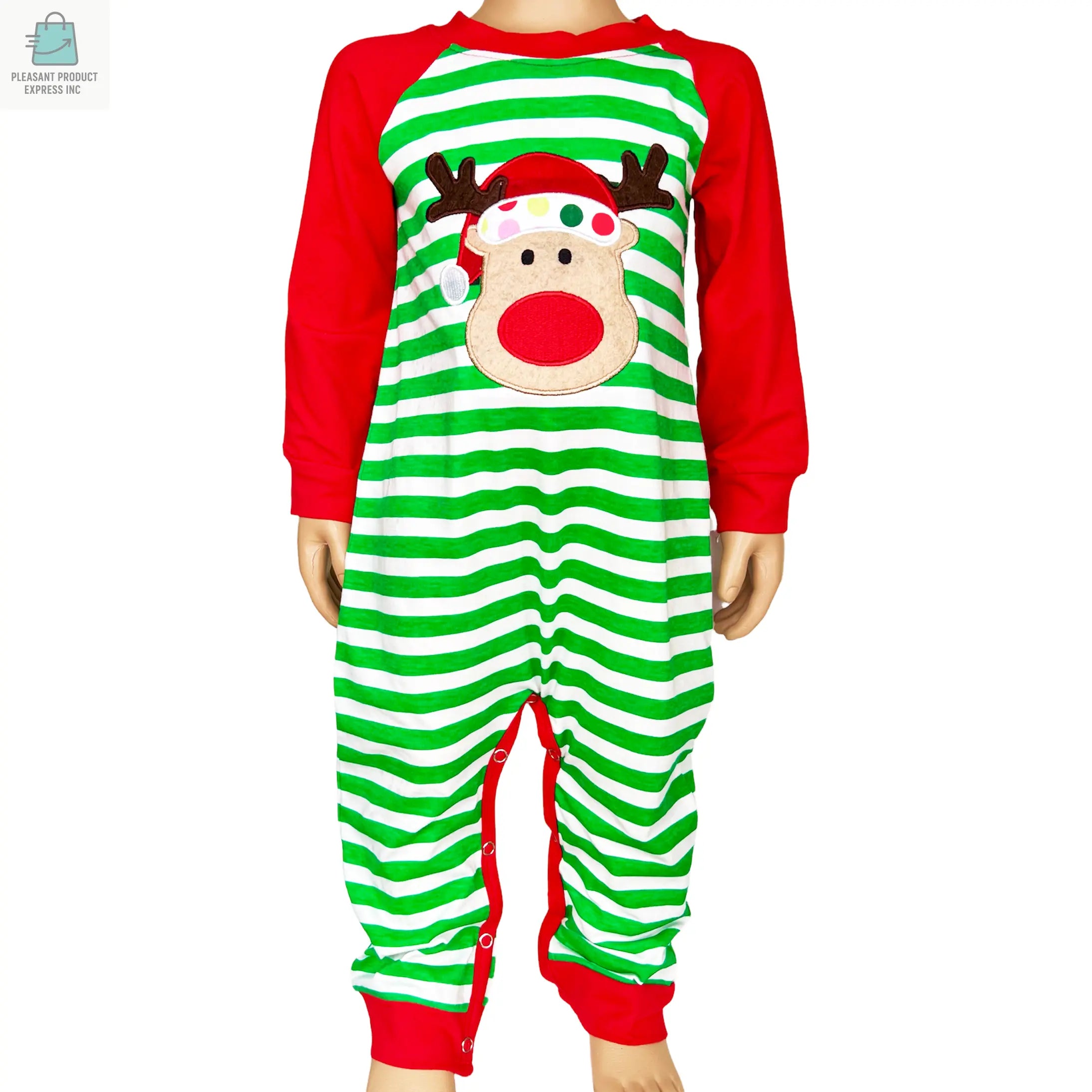 AnnLoren Baby Toddler Boys Unisex Long Sleeve Rudolf the Reindeer Christmas Romper-0