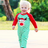 AnnLoren Baby Toddler Boys Unisex Long Sleeve Rudolf the Reindeer Christmas Romper-1