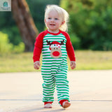 AnnLoren Baby Toddler Boys Unisex Long Sleeve Rudolf the Reindeer Christmas Romper-2