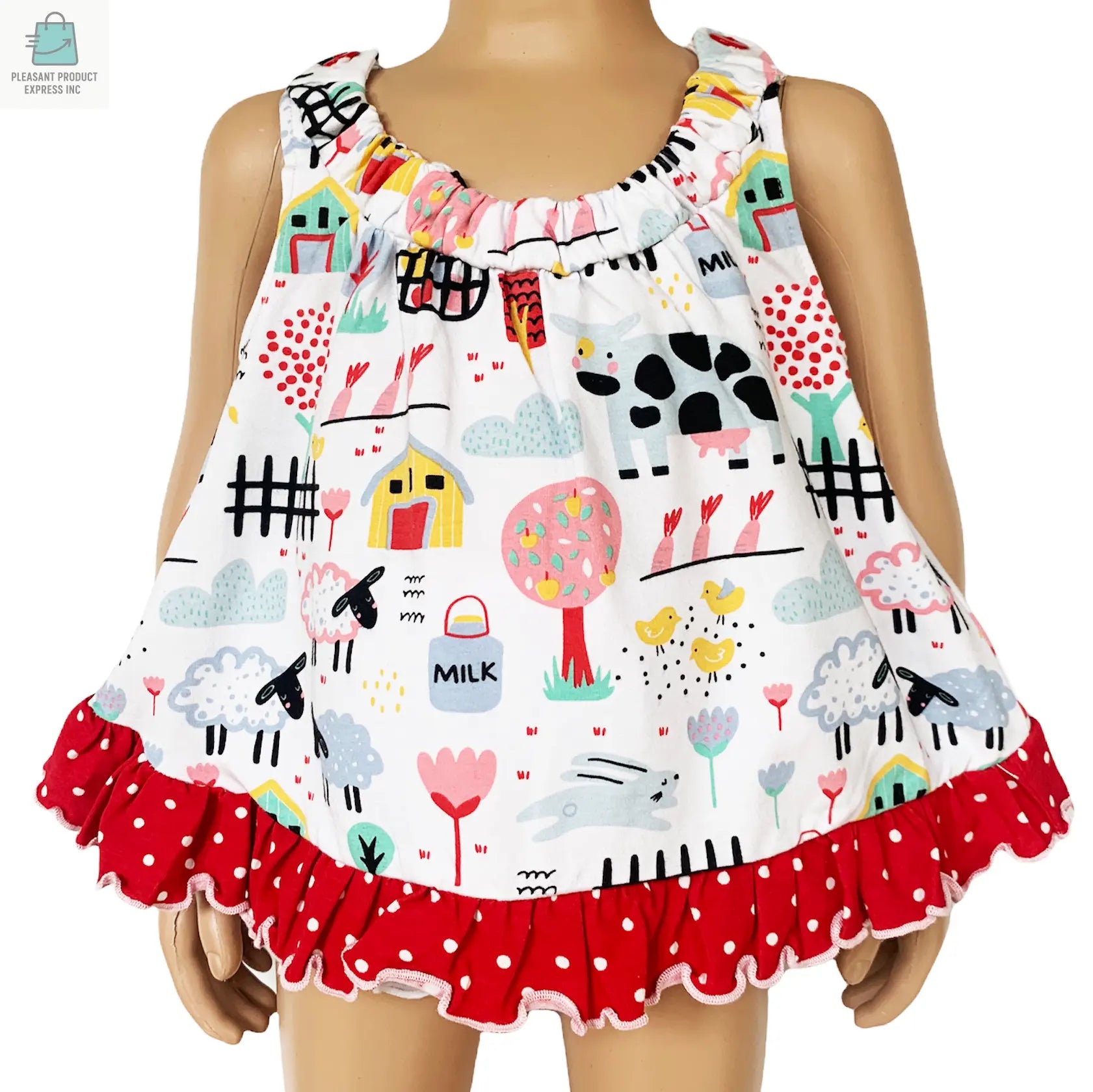 AnnLoren Baby & Toddler Girls Fun Farm Animal Spring Swing Tank Top-1