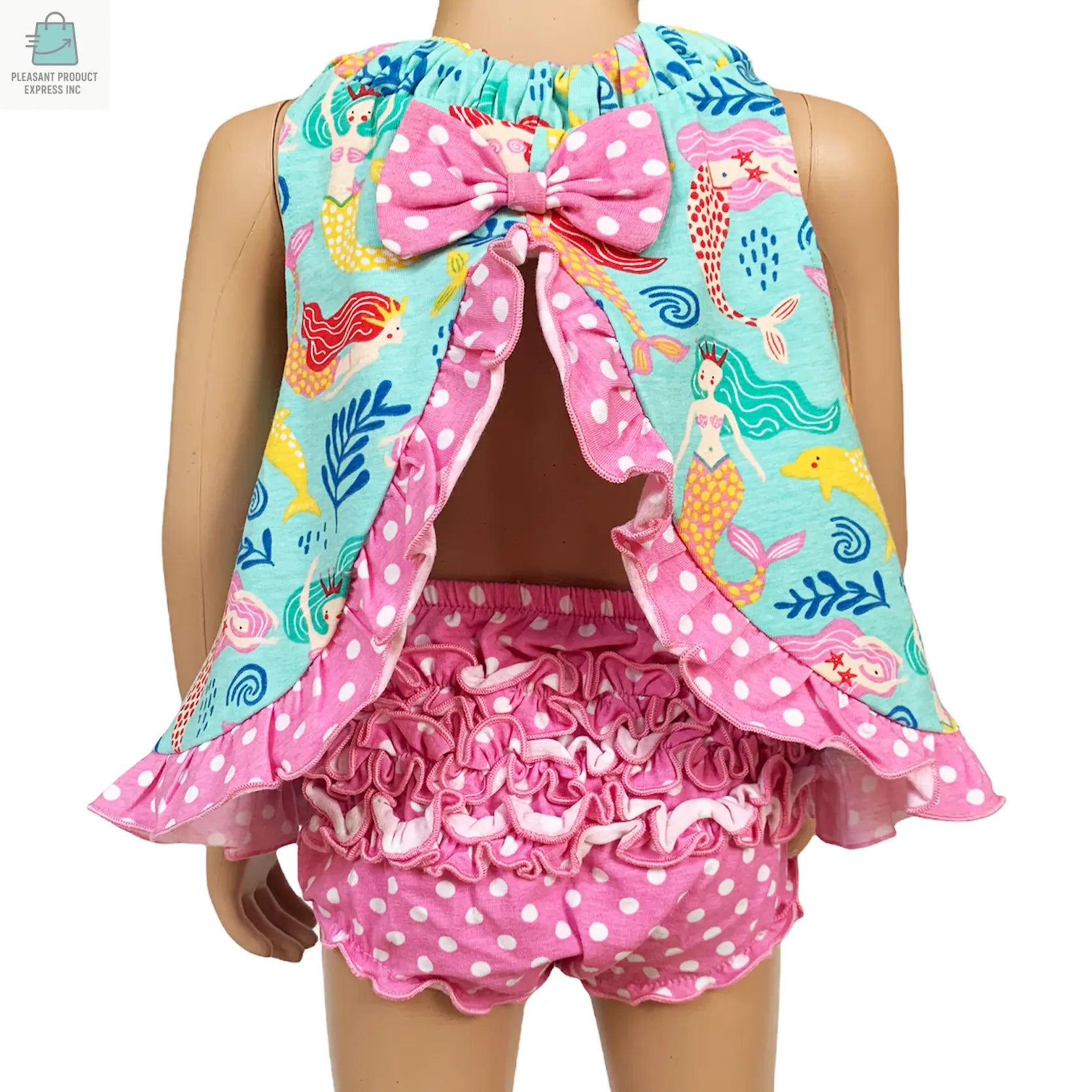 AnnLoren Baby & Toddler Girls Pink Polka Dot Knit Ruffled Butt Bloomer Diaper Cover-2