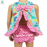 AnnLoren Baby & Toddler Girls Pink Polka Dot Knit Ruffled Butt Bloomer Diaper Cover-2