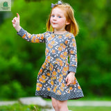 AnnLoren Girls Boutique Grey Peach Shabby Fall Floral Long Sleeve Cotton Dress-1