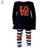 AnnLoren Girls LOVE Heart Tunic & Leggings Valentine's Day Outfit-0