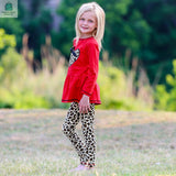AnnLoren Girls Leopard Heart Holiday Dress Tunic & Leggings Set Outfit-2